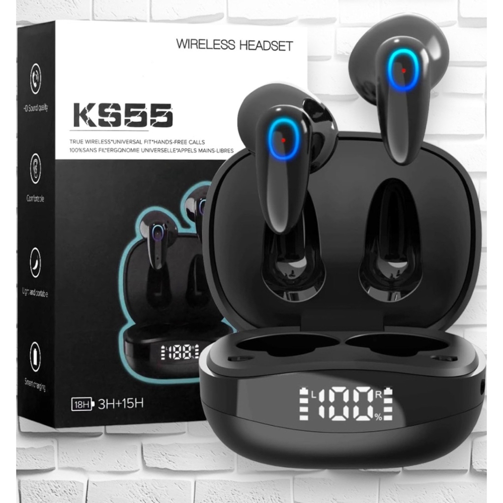 Wireless Earbuds w/Digital Display Charging Case • Compatible w/iPhone & Android